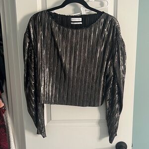 Urban Outfitters Metallic Long Sleeve Crop Top